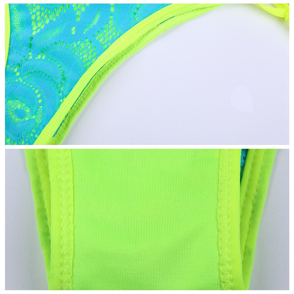2019 Brazilian Bikini Tong Swimsuit Lace Layer Hip - Up Beachwear Hot Brazil Butt Sexy Female Swimwear Drop Shipping - ebowsos