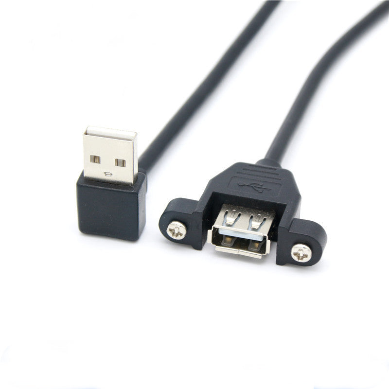 USB 2.0 Extension Cable Male to Female With Screw Panel Mount 28+28AWG 30cm 90degree Right Left Up Down - ebowsos