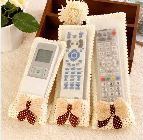TV Air Conditioning Remote Control Case Cover Bowknot Lace Cover Greaseproof Anti-Dust Bowknot Mini Cover Bags - ebowsos