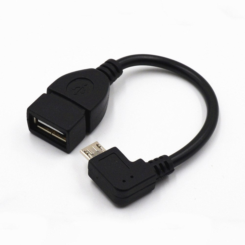 13cm Right Angle USB A Female to Micro B Male Converter OTG Adapter Cable Black for Samsung LG Xiaomi Android Phone - ebowsos