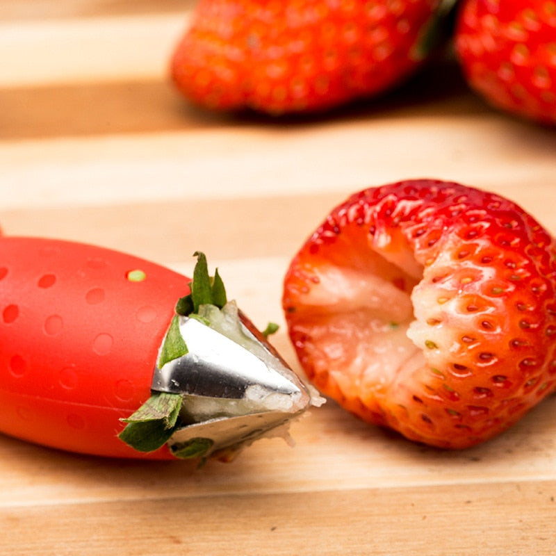 Strawberry Huller Metal Tomato Stalks Plastic Fruit Leaf Knife Stem Remover Gadget Strawberry Hullers Kitchen Tool - ebowsos