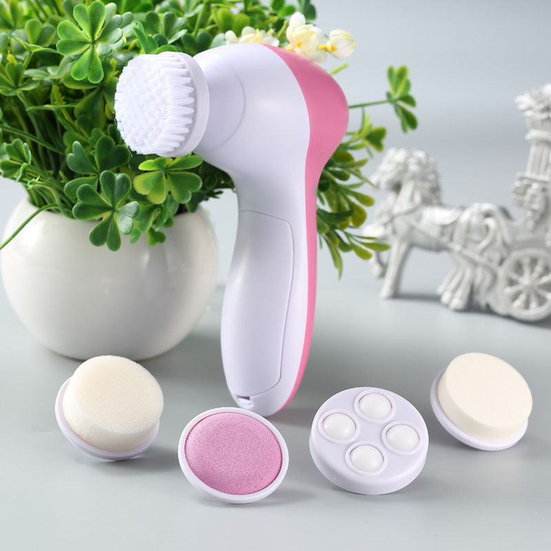 5 in 1 Electric Facial Cleanser Face Cleaning Skin Pore Cleaner Body Cleansing Massage Mini Beauty Massager - ebowsos