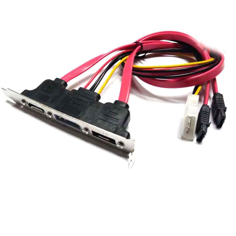 Dual SATA to 2 Ports eSATA + 4 Pin IDE Power PCI Bracket Slot Cable - ebowsos