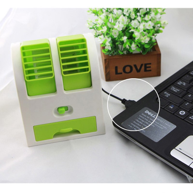 Mini Fashion USB Small Fan Cooling Portable Desktop Dual Bladeless for Air Conditioner - ebowsos