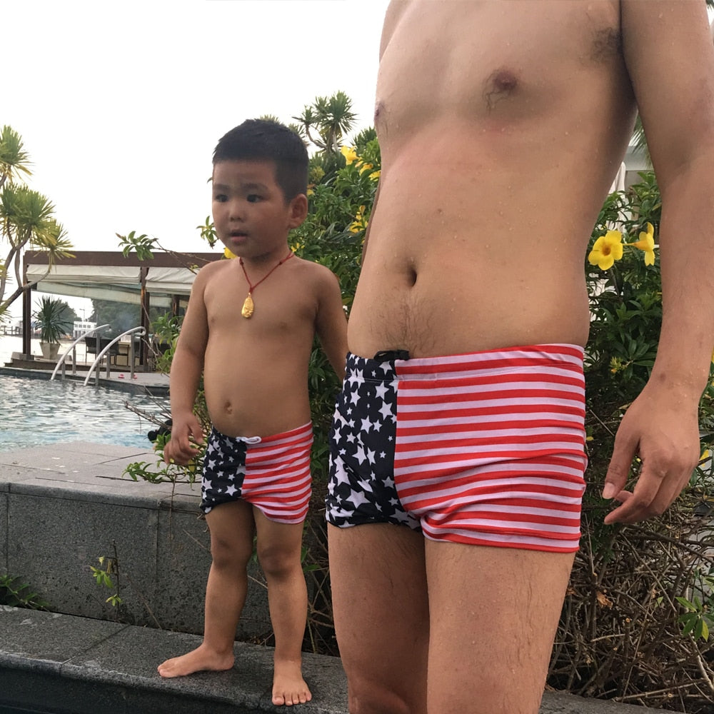 2019 Family Swimsuit Parent Children Bathing Suits Father Son Swimwear Men Swim Shorts Kids Beachwear Drop Shipping - ebowsos
