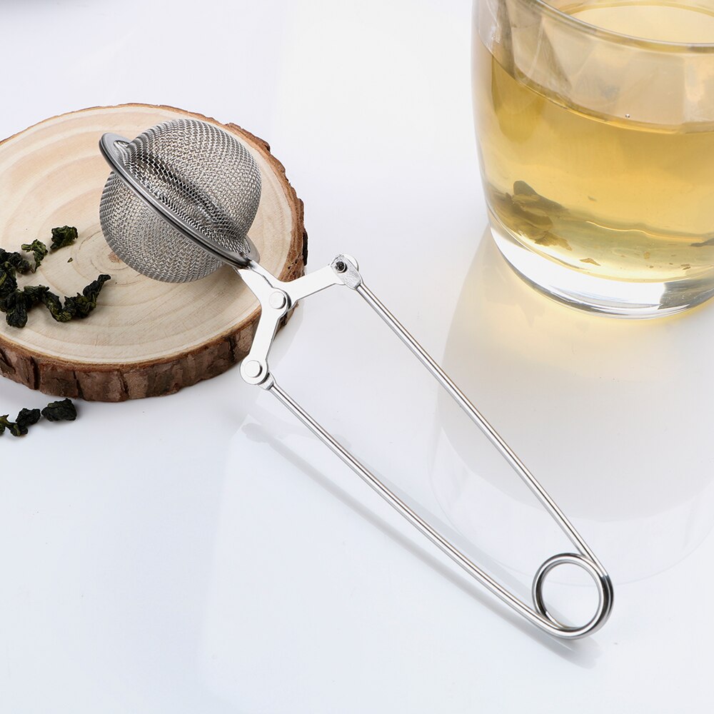 Tea Infuser Stainless Steel Sphere Mesh Tea Strainer Coffee Herb Spice Filter Diffuser Handle Tea Ball - ebowsos