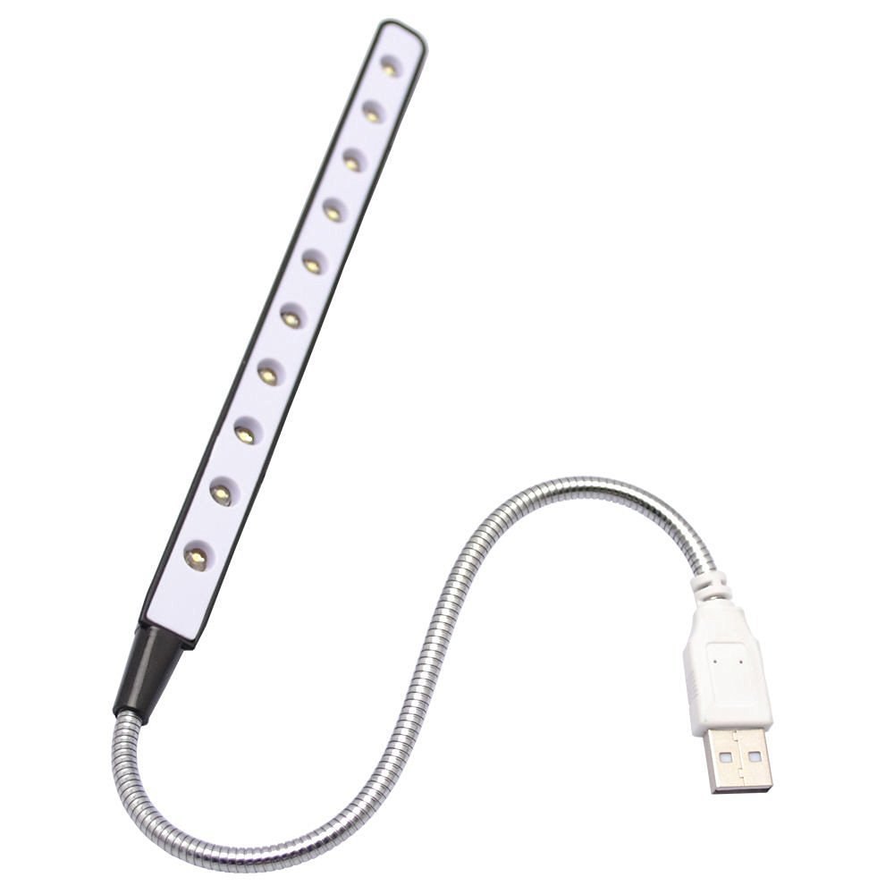 Flexible Ultra Bright Mini 10 LEDS USB Light Metal Material  Computer Reading Lamp For PC Laptop Computer - ebowsos