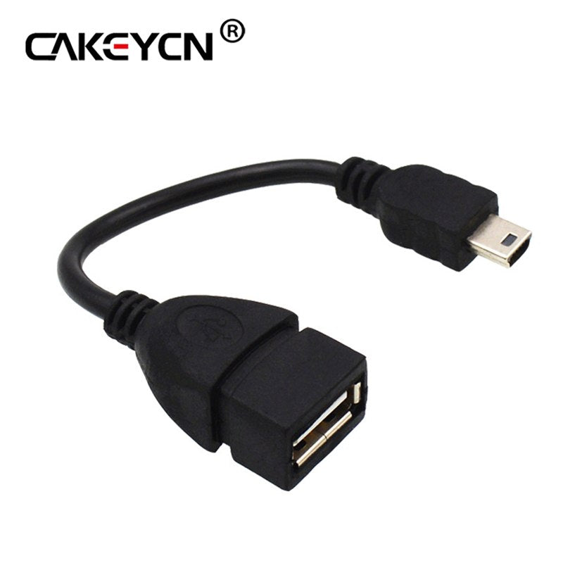 USB 2.0 A Female To B Mini 5 Pin Male Converter OTG Host Adapter Cable Extension Black Color - ebowsos
