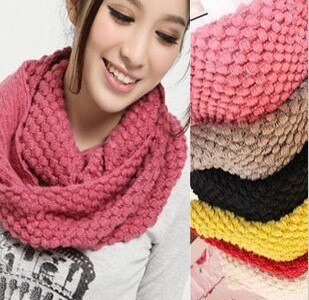 Autumn Winter solid color scarf winter knitted collar wool yarn Candy color muffler scarf lovers scarf - ebowsos
