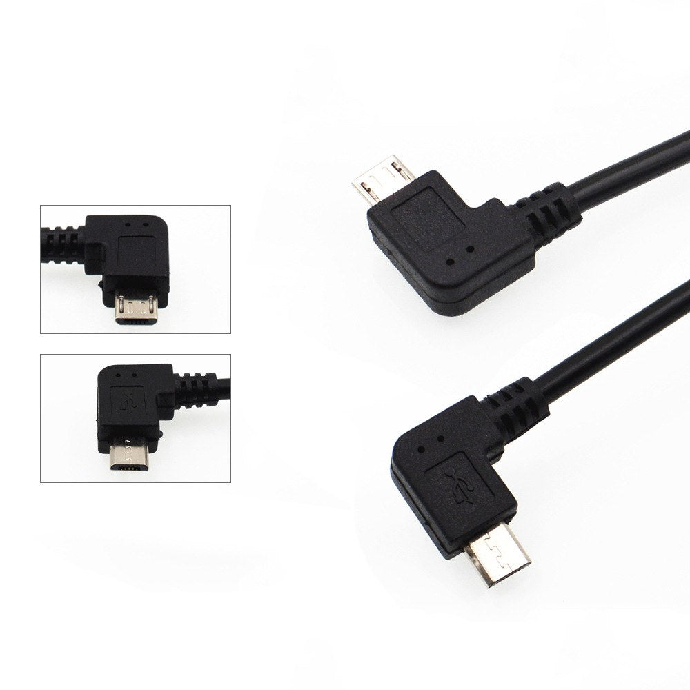 13cm Right Angle USB A Female to Micro B Male Converter OTG Adapter Cable Black for Samsung LG Xiaomi Android Phone - ebowsos