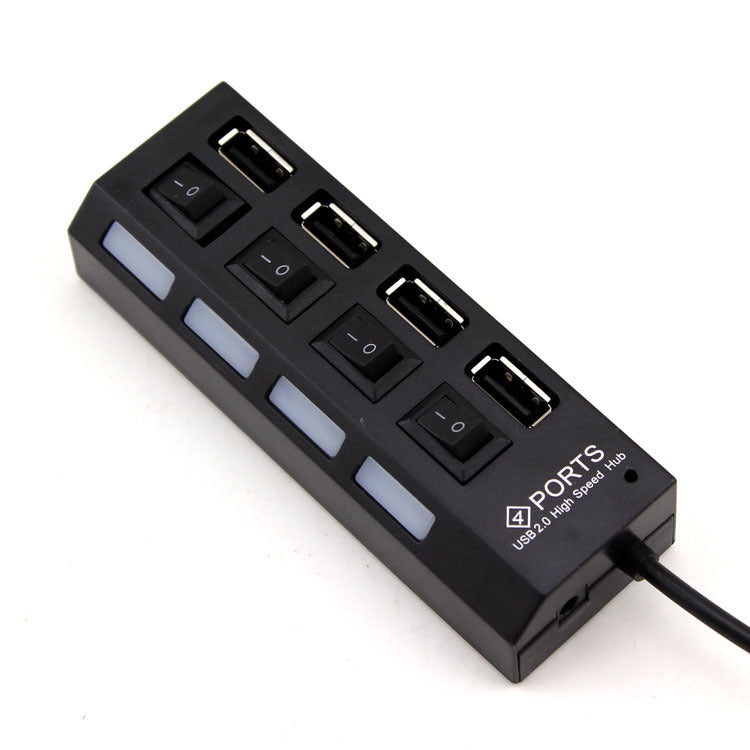 New 4 Port USB 2.0 High Speed HUB ON/OFF Sharing Switch For Laptop PC Black - ebowsos