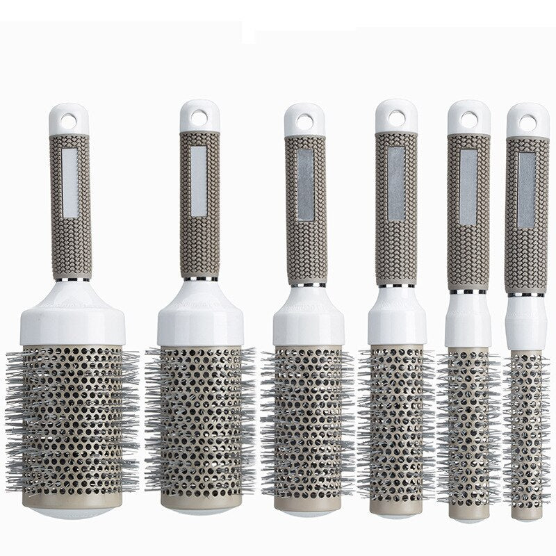 Professional Hair Dressing Brushes High Temperature Resistant Ceramic Iron Round Comb (19mm) 5 size Hair Styling Tool Hairbrush - ebowsos