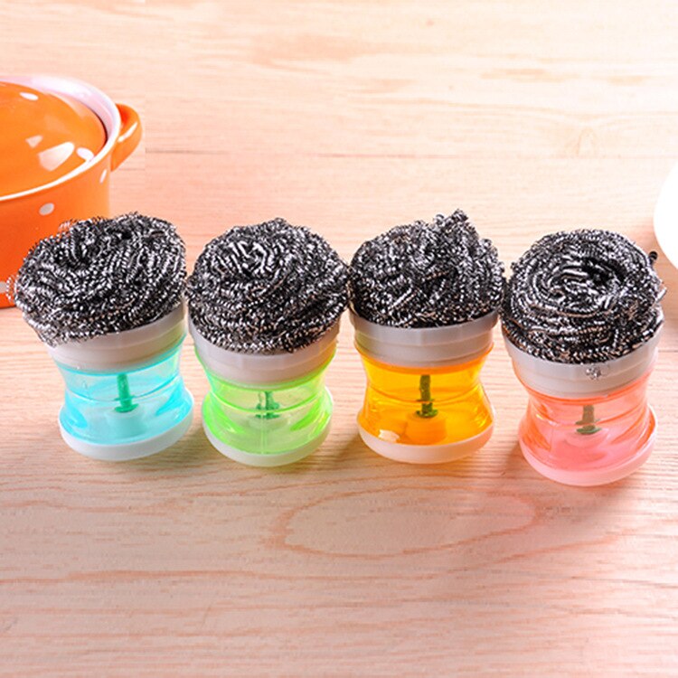 Easy Use Palm Scrubber Wash Clean Tool Holder Soap Dispenser Brush Washer Steel ball hydraulic pan wash pot brush - ebowsos