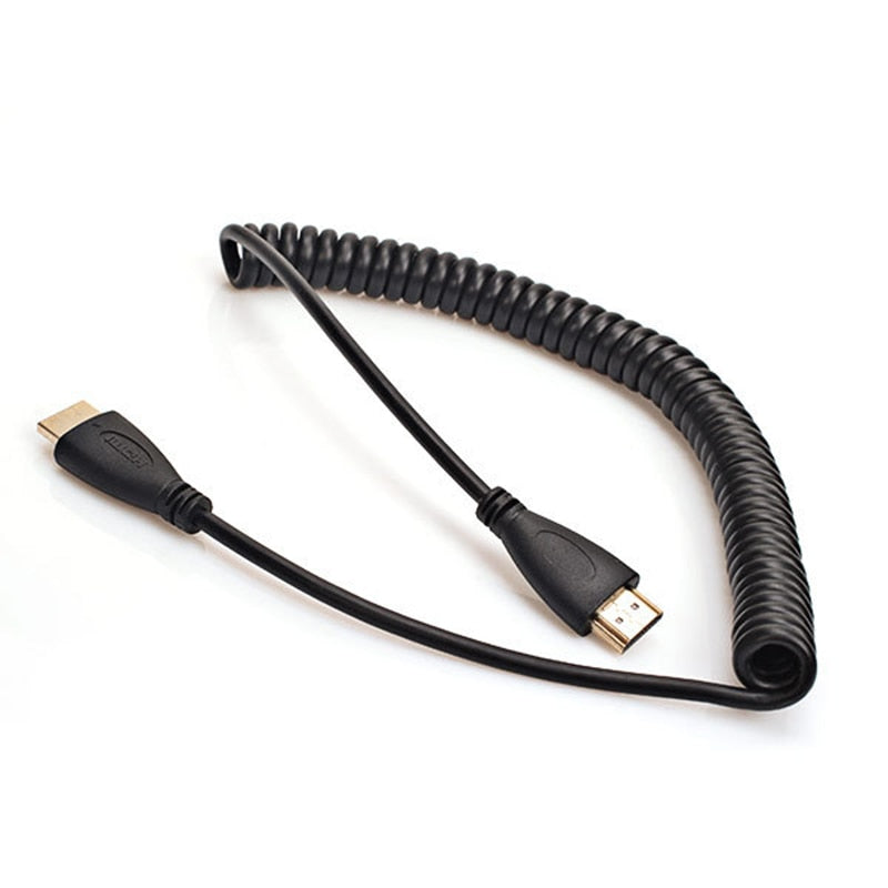 Elastic Coiled Spring HDMI Cable Male to Male V1.4 1080P 3D Pure Copper - ebowsos