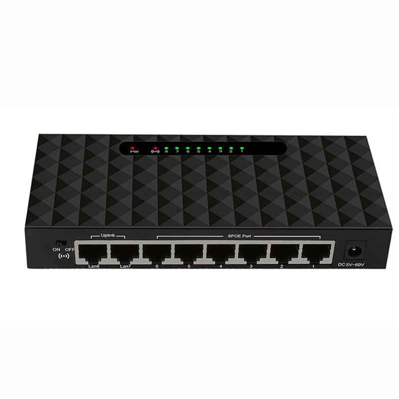 8 Port POE Ethernet Network Switch Lan Hub Ethernet Smart Switch Support 6-55V Power Supply  (2x10/100mbps + 6x POE Ports - ebowsos
