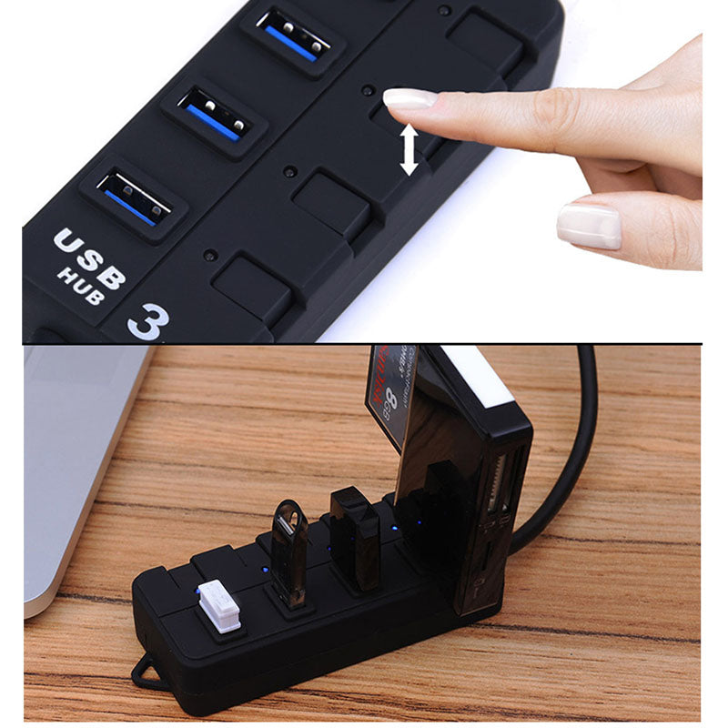 New High Speed USB 3.0  2.0 HUB 4 Ports  USB On/Off Switch Portable USB Splitter Peripherals Accessories For Computer - ebowsos