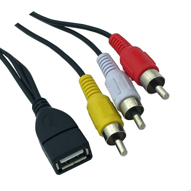 USB 2.0 A Female to 3 RCA Male Video AV Cable Lead For PC TV Aux Audio Video adapter AV equipment - ebowsos
