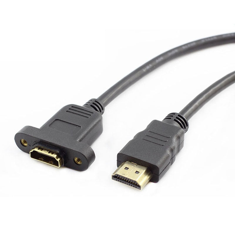Gold Plated HDMI Extension Cable Male to Female With Screw Panel Mount  V1.4 1080P For PSP HDTV  30cm 50cm 1m 1.5m - ebowsos