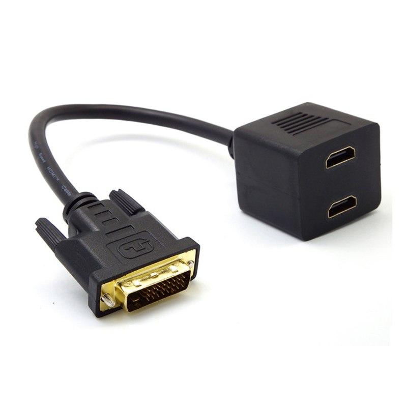 DVI 24+1 Male to 2 * HDMI Female Splitter Adapter Cable HDMI cable for HDTV LCD DVI-D HDMI conversion 1080p - ebowsos