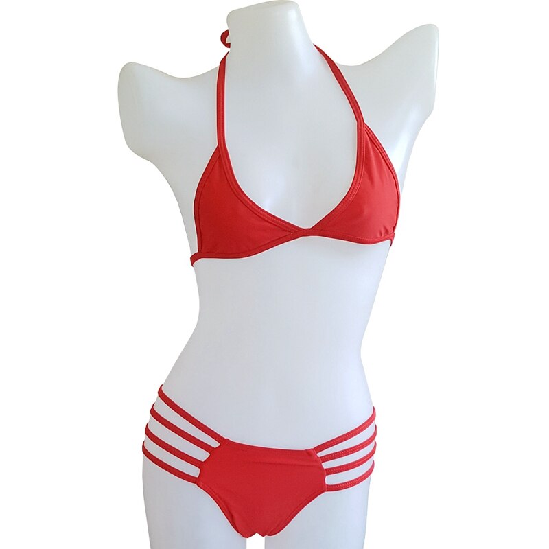 Red Bikini Spider Bottom Biquini Beach Bathers Sexy Hollow Bathing Suits Wild Women Lingerie Swimsuit Mini Bikini Swimwear - ebowsos