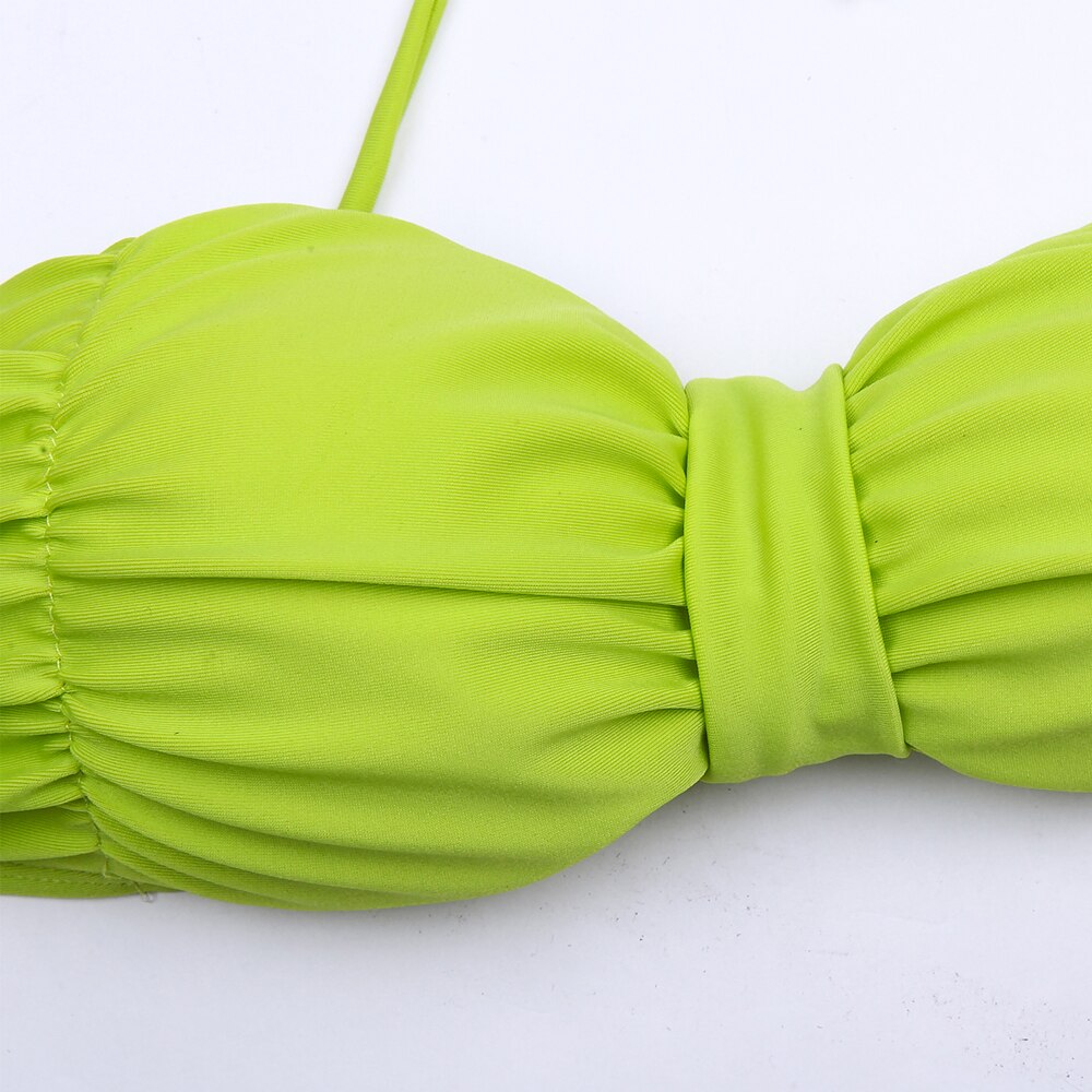 Original Design Scrunch Top Fully Lined 2PCS Women Swimwear Removable Neck Halter Push Up 2019 Sex Girls Photos Bikini - ebowsos