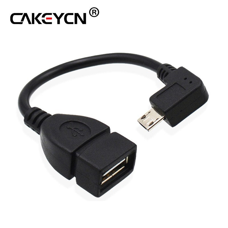 13cm Right Angle USB A Female to Micro B Male Converter OTG Adapter Cable Black for Samsung LG Xiaomi Android Phone - ebowsos