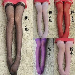Fashion Womens Stockings Lace Top Hollow Girls Fishnet Thigh High Stockings - ebowsos