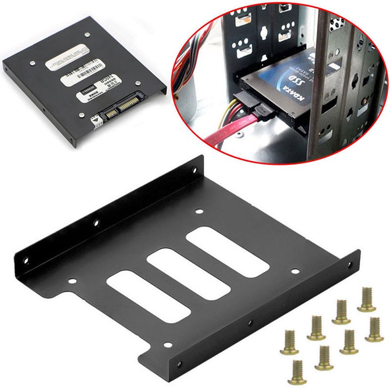 Useful 2.5 Inch SSD HDD To 3.5 Inch Metal Mounting Adapter Bracket Dock 8 Screws Hard Drive Holder For PC Hard Drive Enclosure - ebowsos