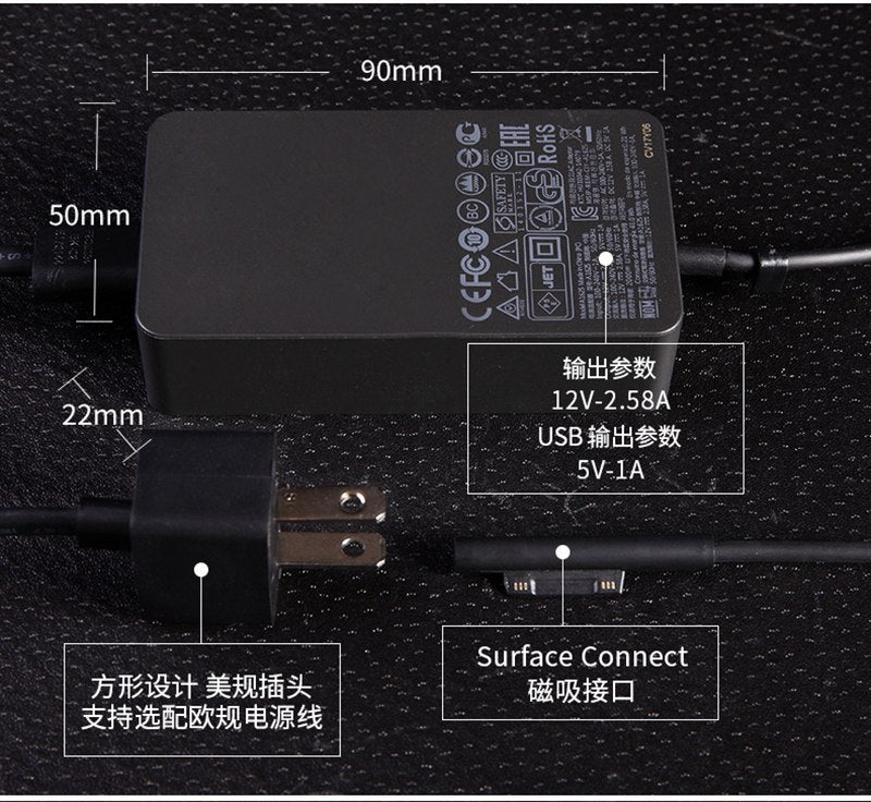 12V 2.58A 36W Tablet Charger Adapter for Microsoft Surface Pro3 Pro 3 4 i5 i7 A1625 AC Power Supply+5V 1A USB Port EU US Plug - ebowsos