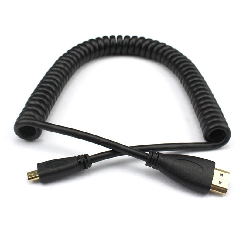 High Speed Micro HDMI to HDMI Spring elastic Male to Male Curl V1.4 Cable for HD projectors tablet PC Digital cameras - ebowsos