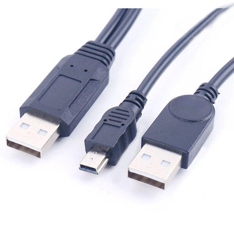 USB2.0 USB 2.0 double A Type 2A Male to Mini 5 Pin Male Y Cable 0.7m 70cm 2ft For 2.5" Mobile Hard Disk Drive HDD - ebowsos