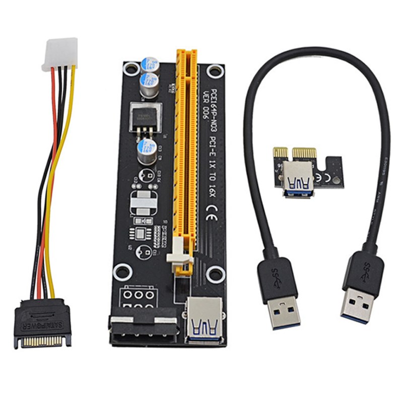 PCI-E 1x to 16x extender PCI Express Riser Card 60cm USB 3.0 SATA to 4Pin IDE Molex Adapter for Mining Bitcion Miner - ebowsos