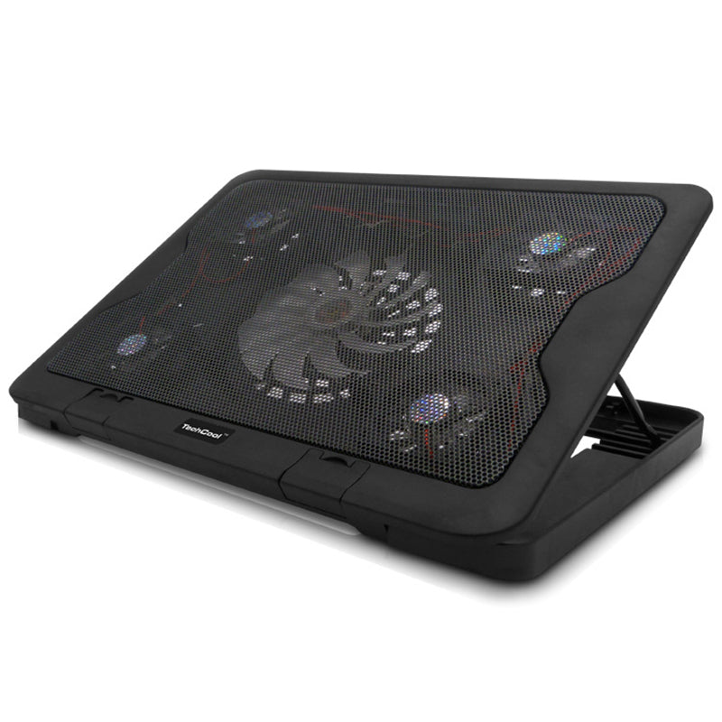 Laptop Cooler Pad 14" 15.6" 17" With 5 Fans 2 USB Port Slide-proof Stand Cooler Notebook Cooling Fan With LED Light - ebowsos