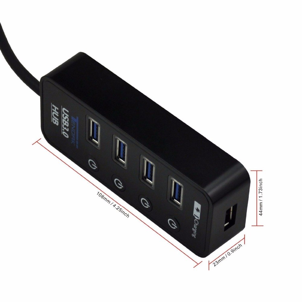 USB 3.0 HUB USB-A To 4 Port 3.0 With Smart Fast Charging LED ON/OFF Switch - ebowsos