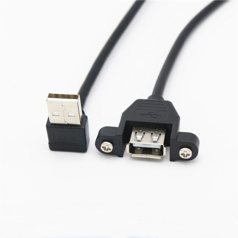USB 2.0 Extension Cable Male to Female With Screw Panel Mount 28+28AWG 30cm 90degree Right Left Up Down - ebowsos