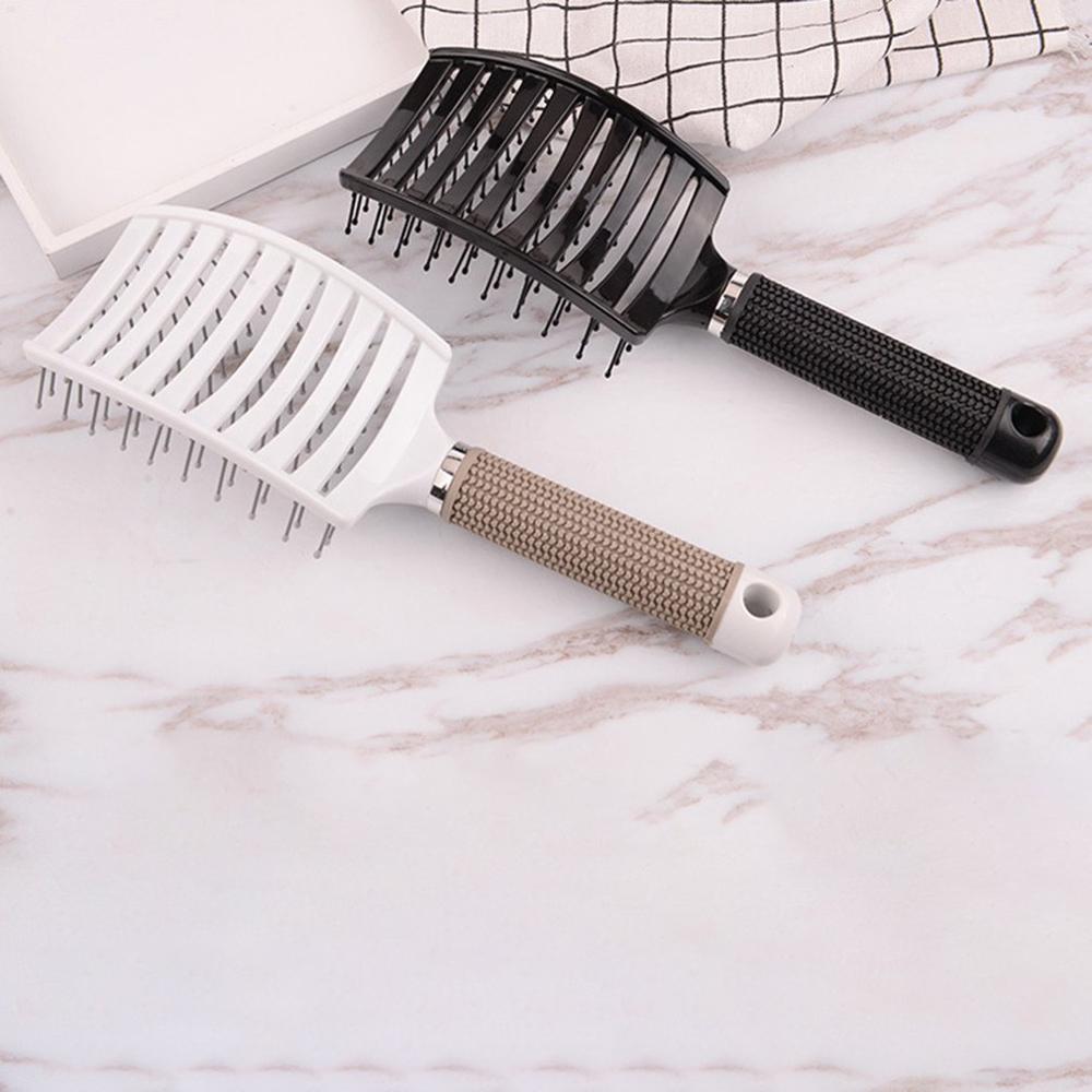 Hair Curles With Comb Men's Blowing Hair Large Back Shape Comb Fluffy Curved Plastic Big Bend Hair Comb - ebowsos