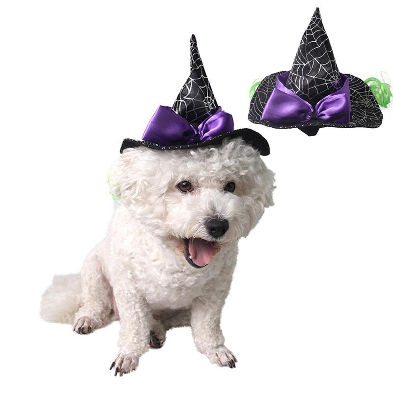 Halloween Black Witch Hat for Cat Puppy Small Dogs Wizard Hat Rabbit Cap Animal Enchanter Cosplay Products-ebowsos