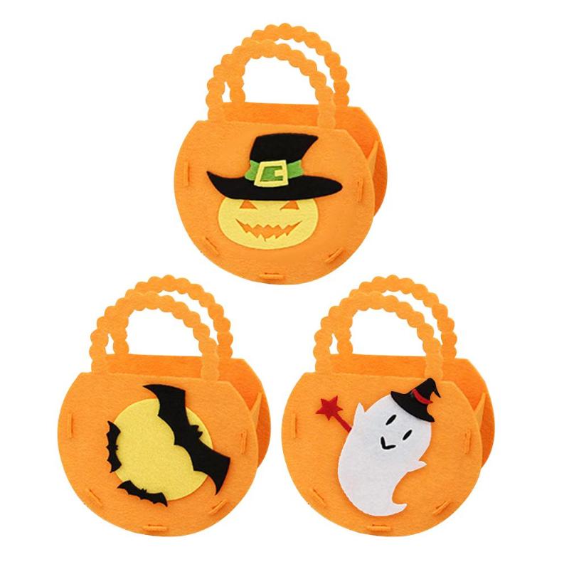 Halloween Candy Bag 3pcs Pumpkin Basket Ghost Holiday Decoration Gift Set - ebowsos