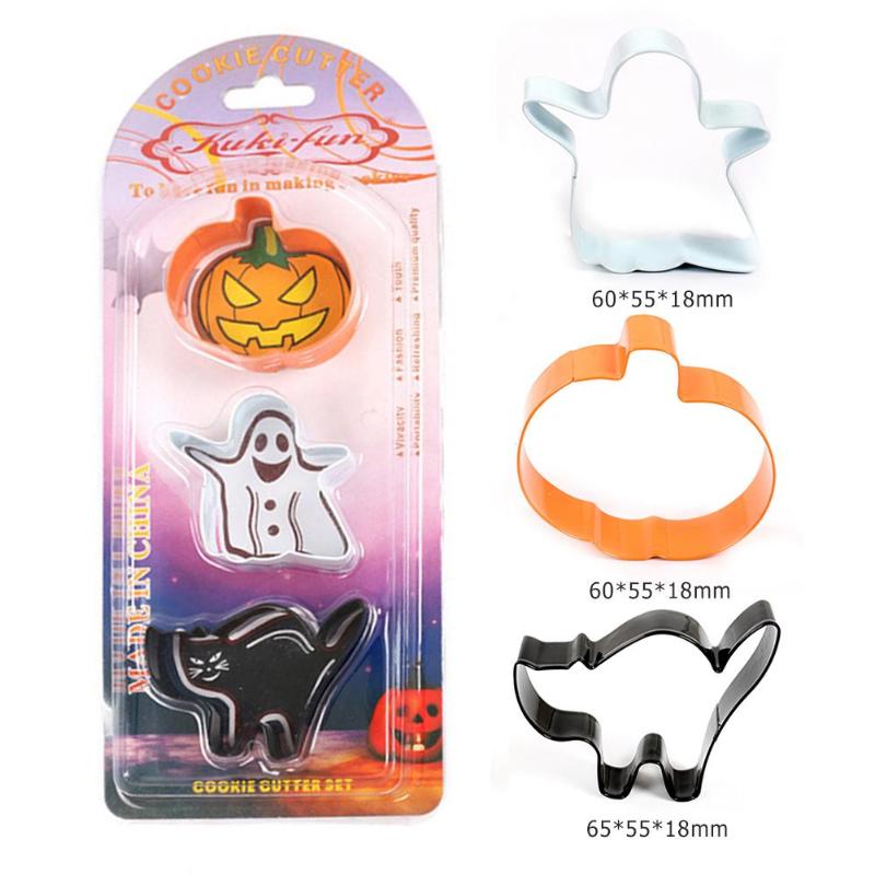 Halloween Ghost Cookie Cutter Biscuit Mold Stainless Steel Pumpkin Ghost Cat Creative Baking Plunger Kitchen Tools - ebowsos