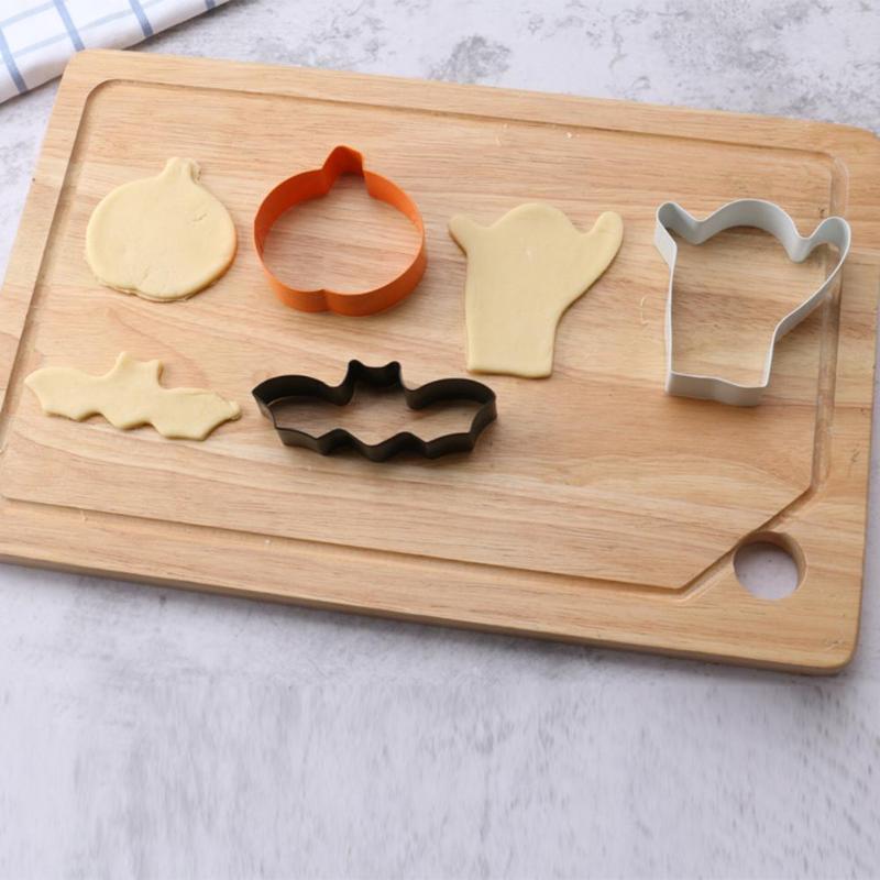 Halloween Ghost Cookie Cutter Biscuit Mold Stainless Steel Pumpkin Ghost Cat Creative Baking Plunger Kitchen Tools - ebowsos
