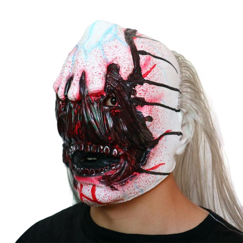 Halloween Horrible Ghost Zombie Full Head Face Mask Natural Latex Vampire Head Cover for Kit Cosplay Costume Prop Theater Toy - ebowsos