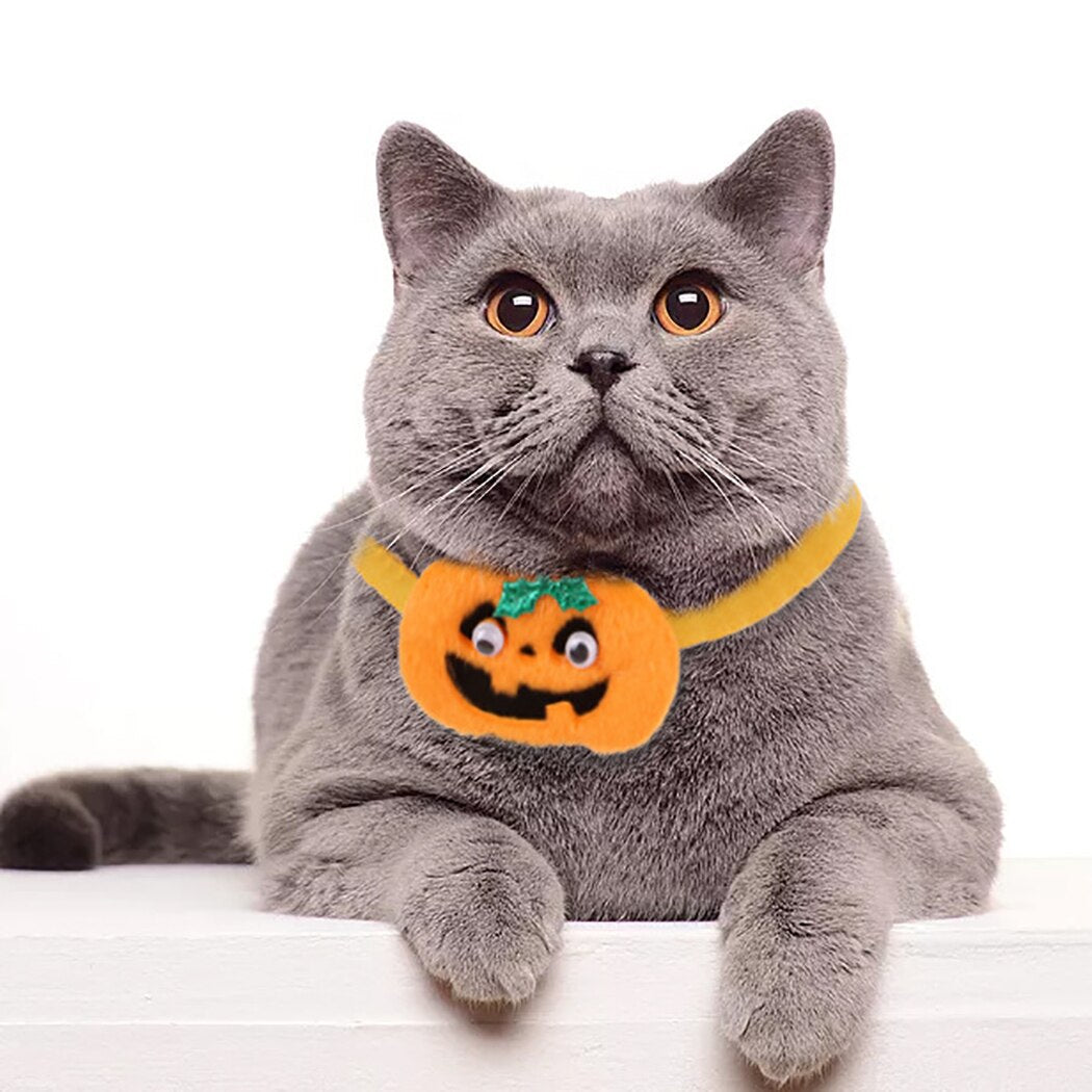 Halloween Pet Collar Creative Fashion Pumpkin Bell Decor Cat Bowtie Cat Collar Clothing Accessories Pet Supplies For Festival-ebowsos