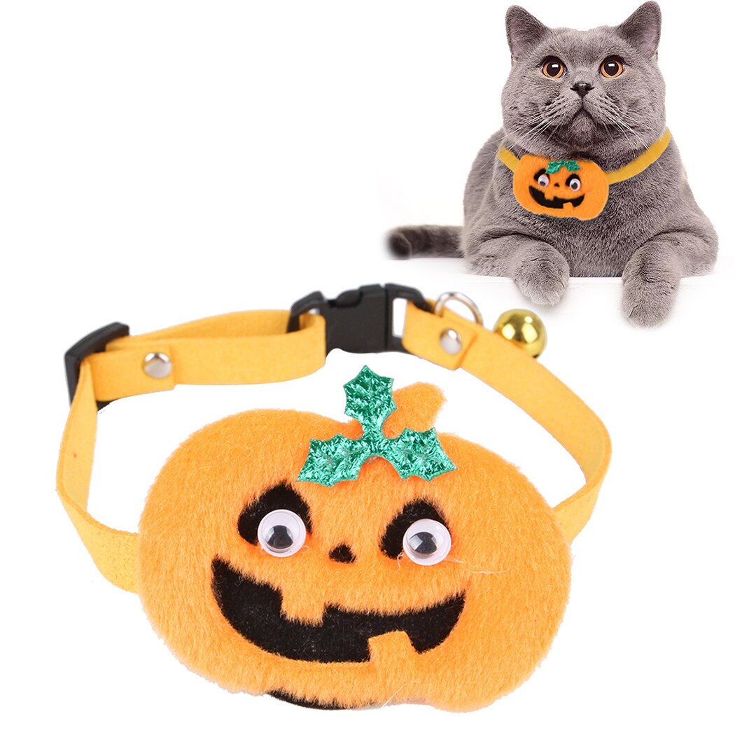 Halloween Pet Collar Creative Fashion Pumpkin Bell Decor Cat Bowtie Cat Collar Clothing Accessories Pet Supplies For Festival-ebowsos