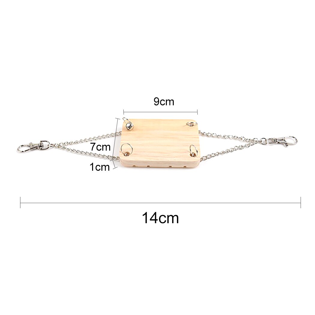 Hamster Bell Chain Swing Wooden Toy Small Pet Parrot Bird Platform Hanging Wooden Small Swing Pet Interaction Supplies-ebowsos