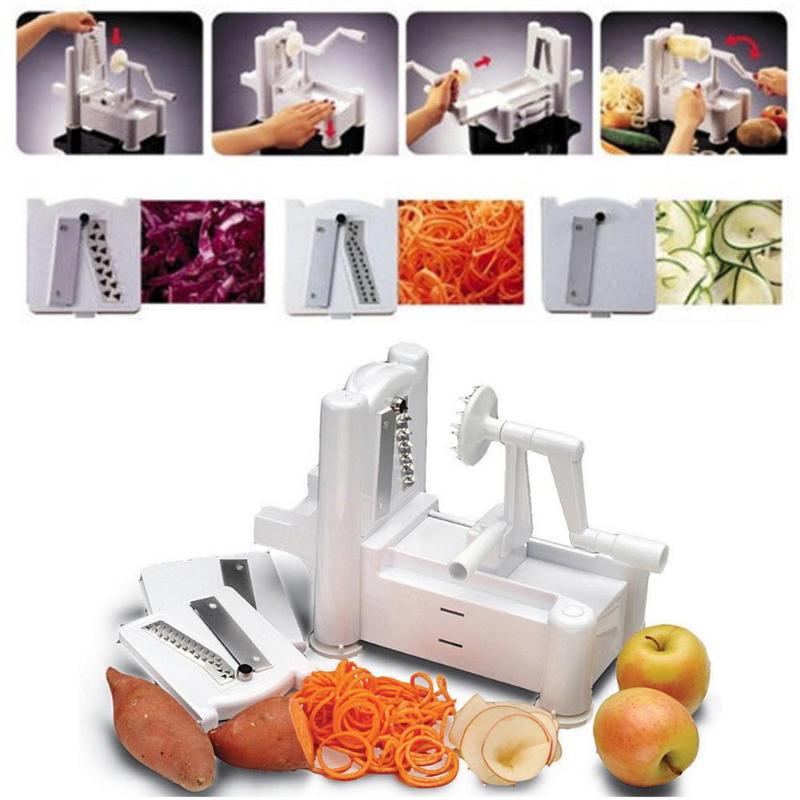 Hand-Cranked Spirality Vegetable Slicer Fruit Chopper Cutter Kitchen Tool Spiralizer Grater For Carrot Cucumber Courgette Fruit - ebowsos
