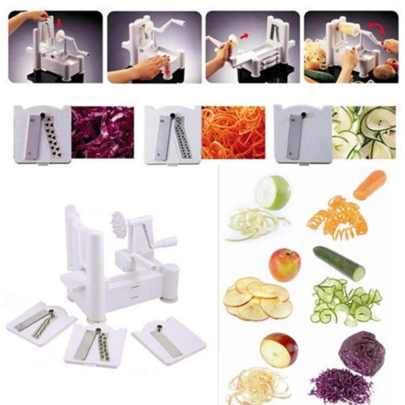 Hand-Cranked Spirality Vegetable Slicer Fruit Chopper Cutter Kitchen Tool Spiralizer Grater For Carrot Cucumber Courgette Fruit - ebowsos