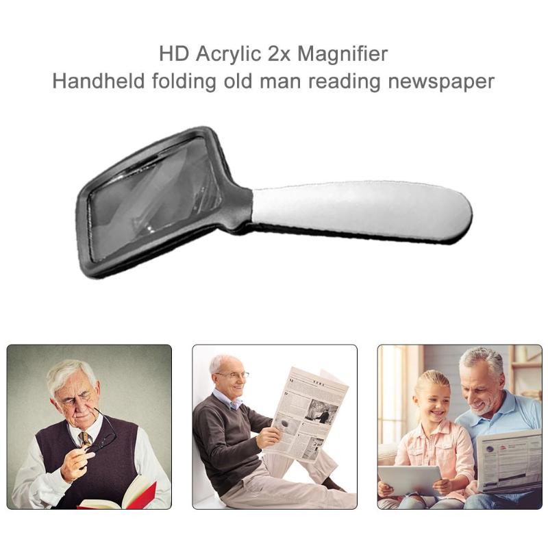 Handheld Magnifier 2X Folding Magnifier Microscope Magnifying Glass with LED Light Loupe for Jewelry Newspaper Book Reading - ebowsos