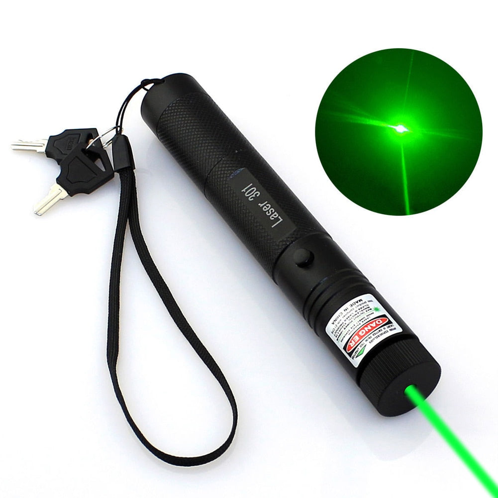 High Power Adjustable Zoomable Focus Burning Green Laser Pointer Pen 301 532nm Continuous Line 500 to 10000 meters Laser range - ebowsos