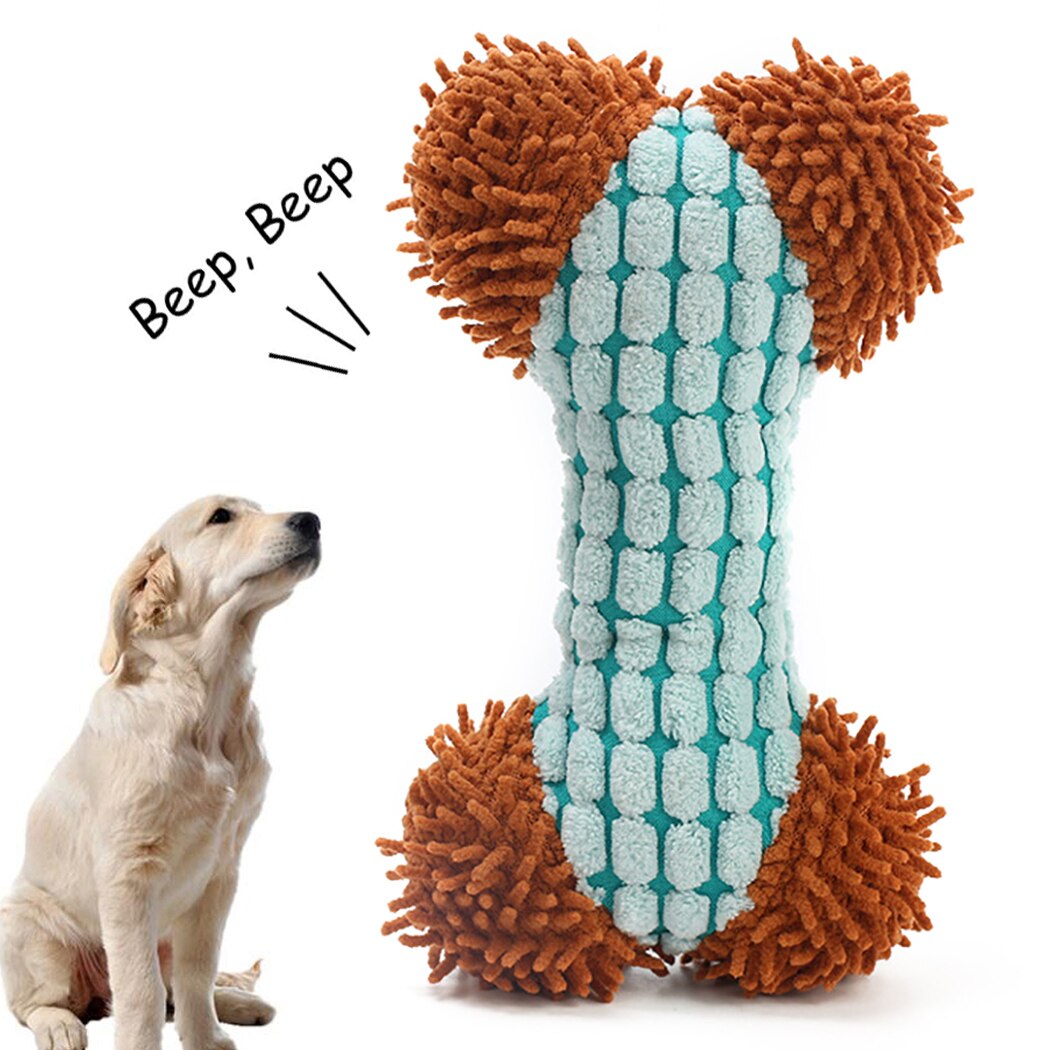 High Quality Dog Chew Toy Creative Bone Shape Dog Teething Toy Pet Squeaky Toy Dog Plush Toy Pet Supplies Cat Dog Favors-ebowsos