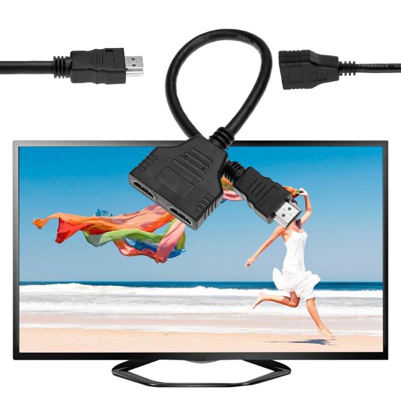 High Quality HDMI Splitter Cable 1 Male To Dual HDMI 2 Female Y Splitter Adapter in HDMI HD LED LCD TV - ebowsos